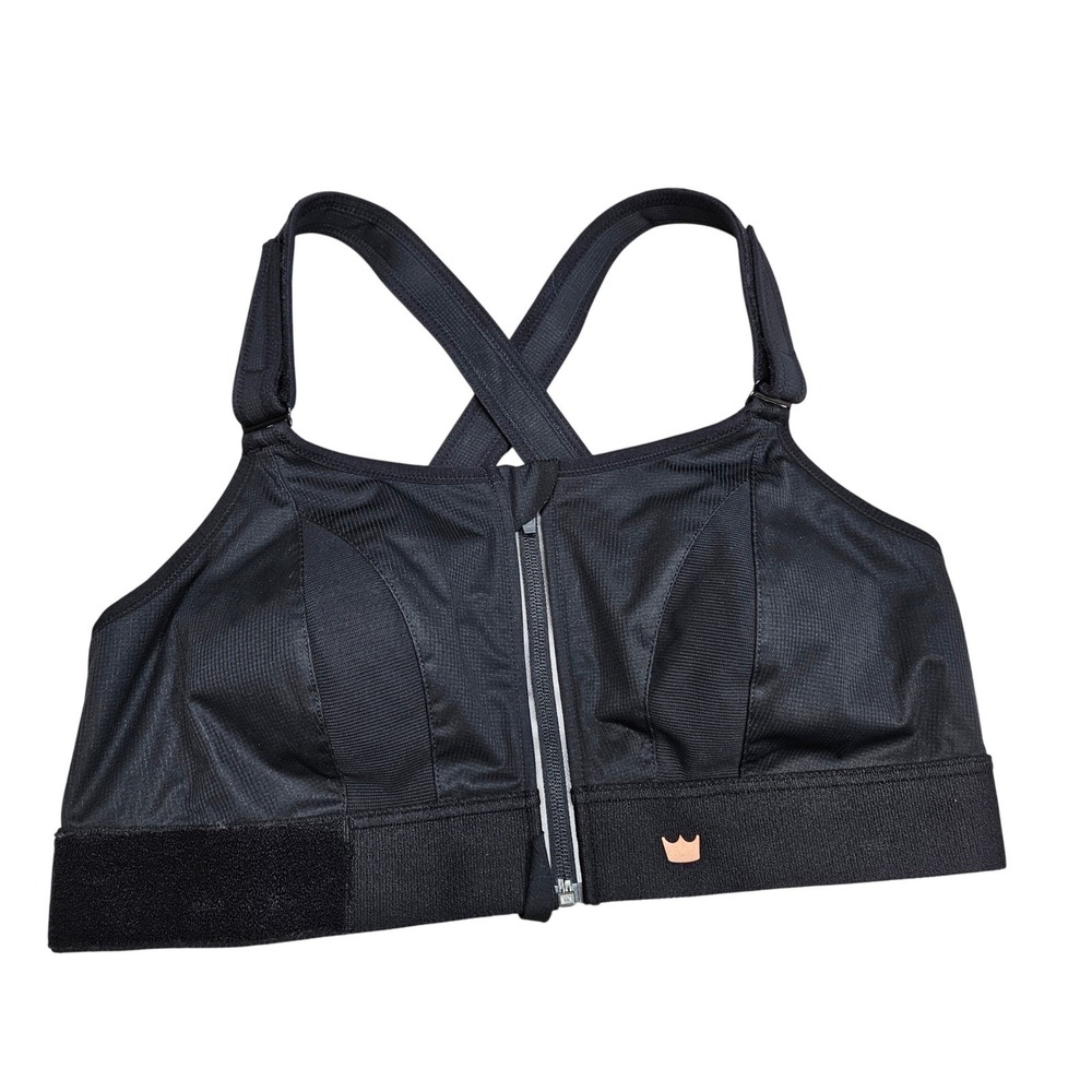 SHEFIT 2 Luxe Ultimate Sports Bra Black Front Zip Adjustable Moisture Wicking 2x